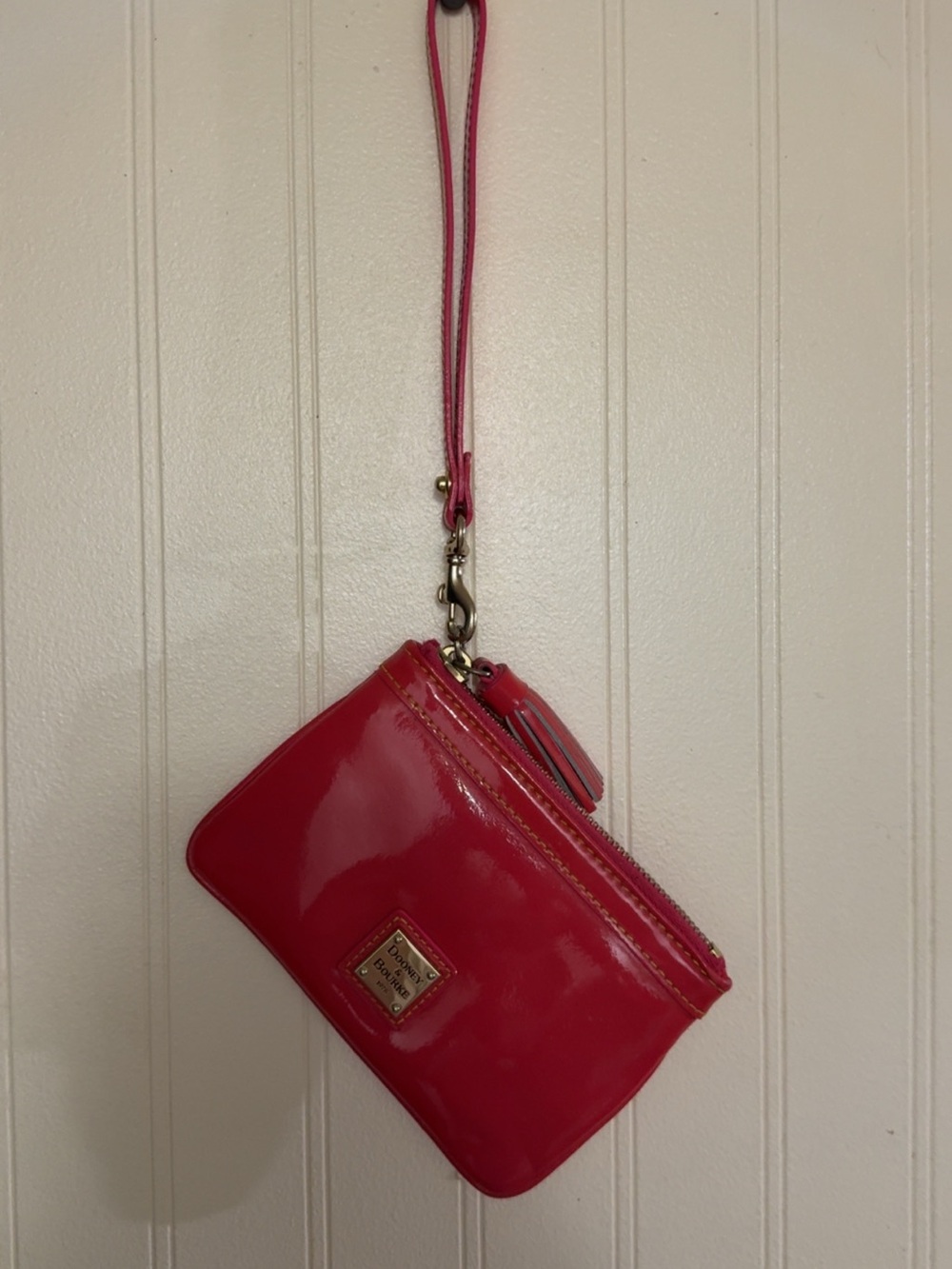 Dooney & Bourke Hot Pink Patent Wristlet Clutch with Detachable Strap